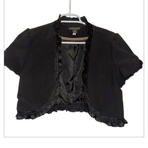 Stooshy Black Short Sleeve Bolero Lined Jacket. Womens Size Large